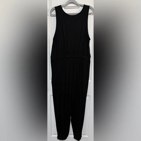 Express Black Sleeveless Drawstring Jumpsuit - Picture 2 of 12